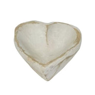 5"- 6" Itty Bitty Wood Heart Bowl Rustic White Farmhouse Brown - Ranch Junkie Mercantile LLC