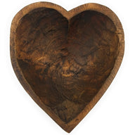 5"- 6" Itty Bitty Wood Heart Bowl Rustic White Farmhouse Brown - Ranch Junkie Mercantile LLC