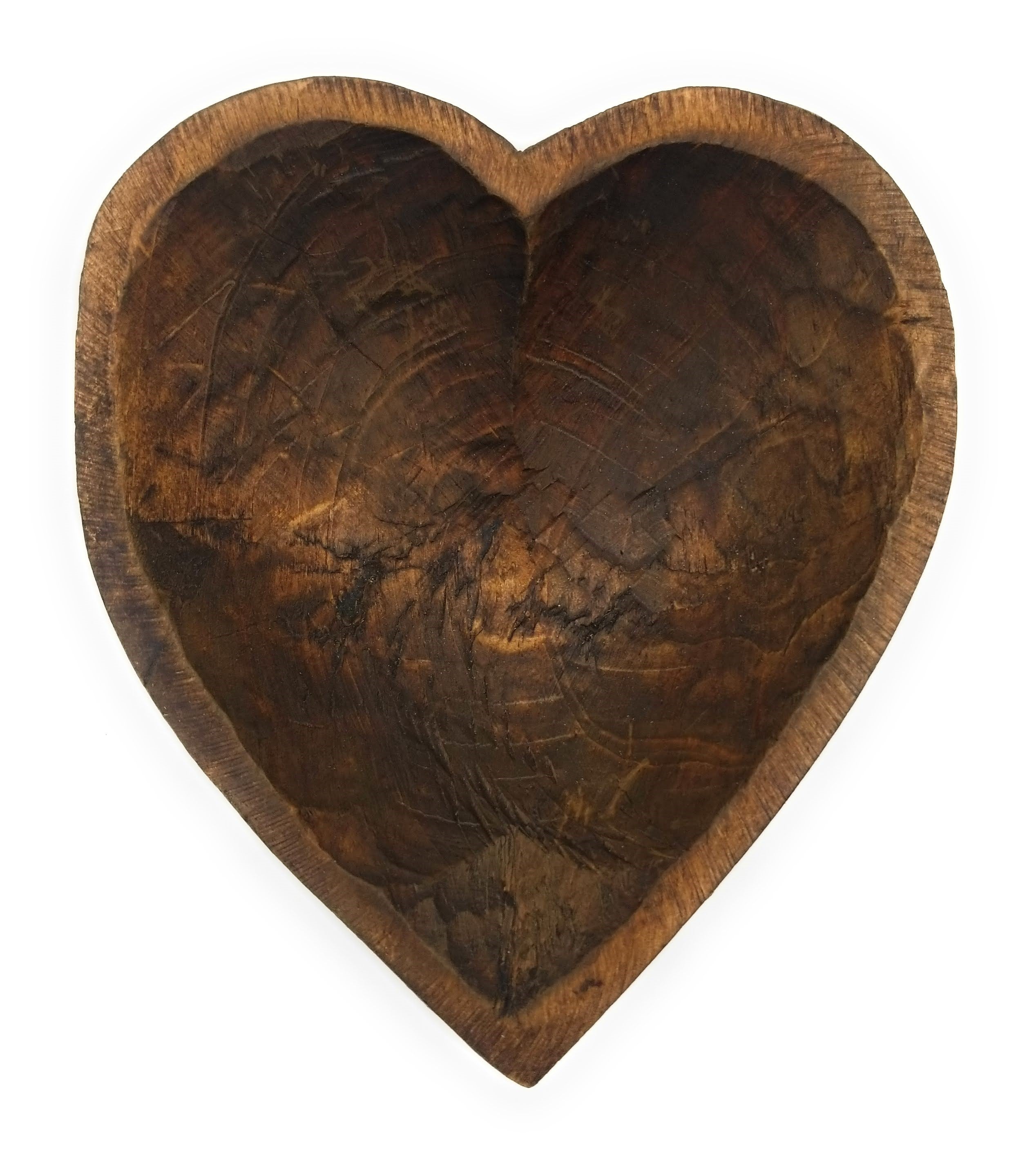 5"- 6" Itty Bitty Wood Heart Bowl Rustic White Farmhouse Brown - Ranch Junkie Mercantile LLC