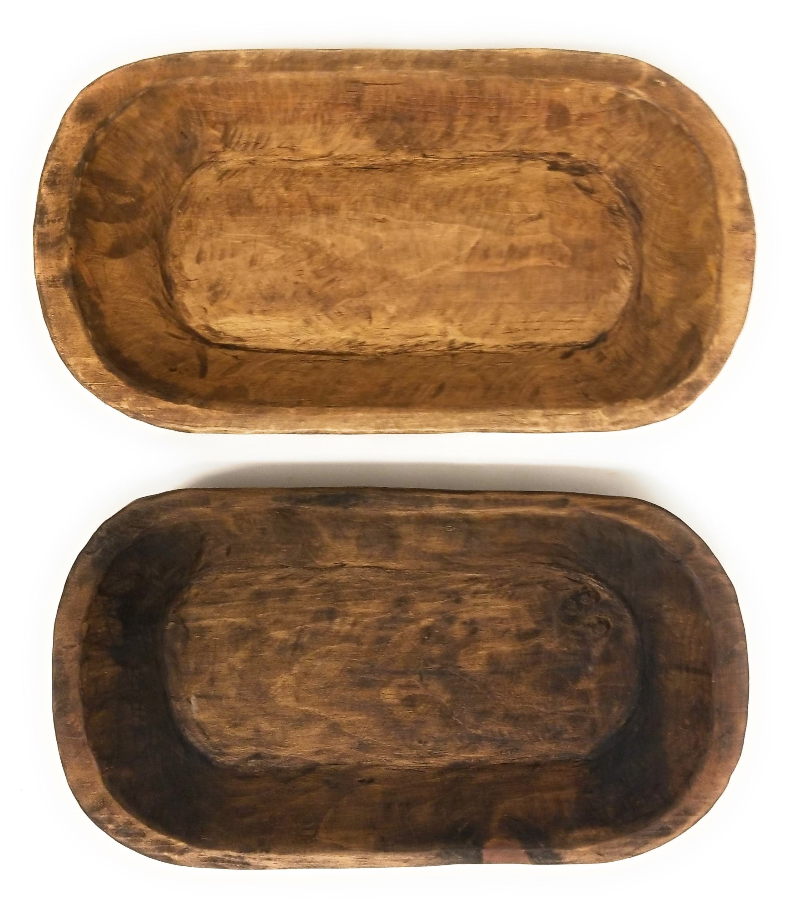 Bundle Deal- Weston 19"-22" Long Decorative Wood Dough Bowl + 9"-10" Long Mini Dough Bowl - Two Colors Available - Ranch Junkie Mercantile LLC