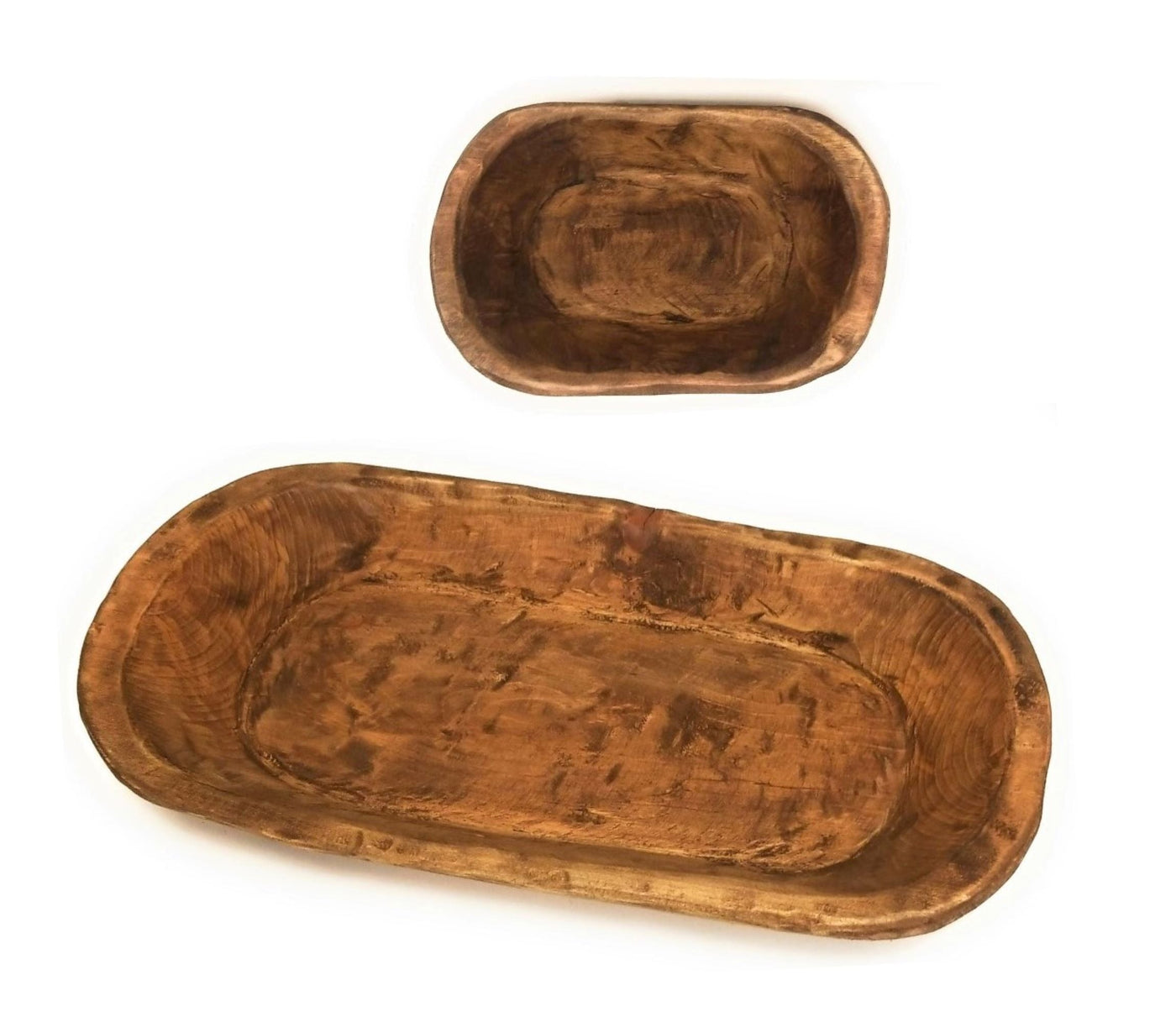 Bundle Deal- Weston 19"-22" Long Decorative Wood Dough Bowl + 9"-10" Long Mini Dough Bowl - Two Colors Available - Ranch Junkie Mercantile LLC