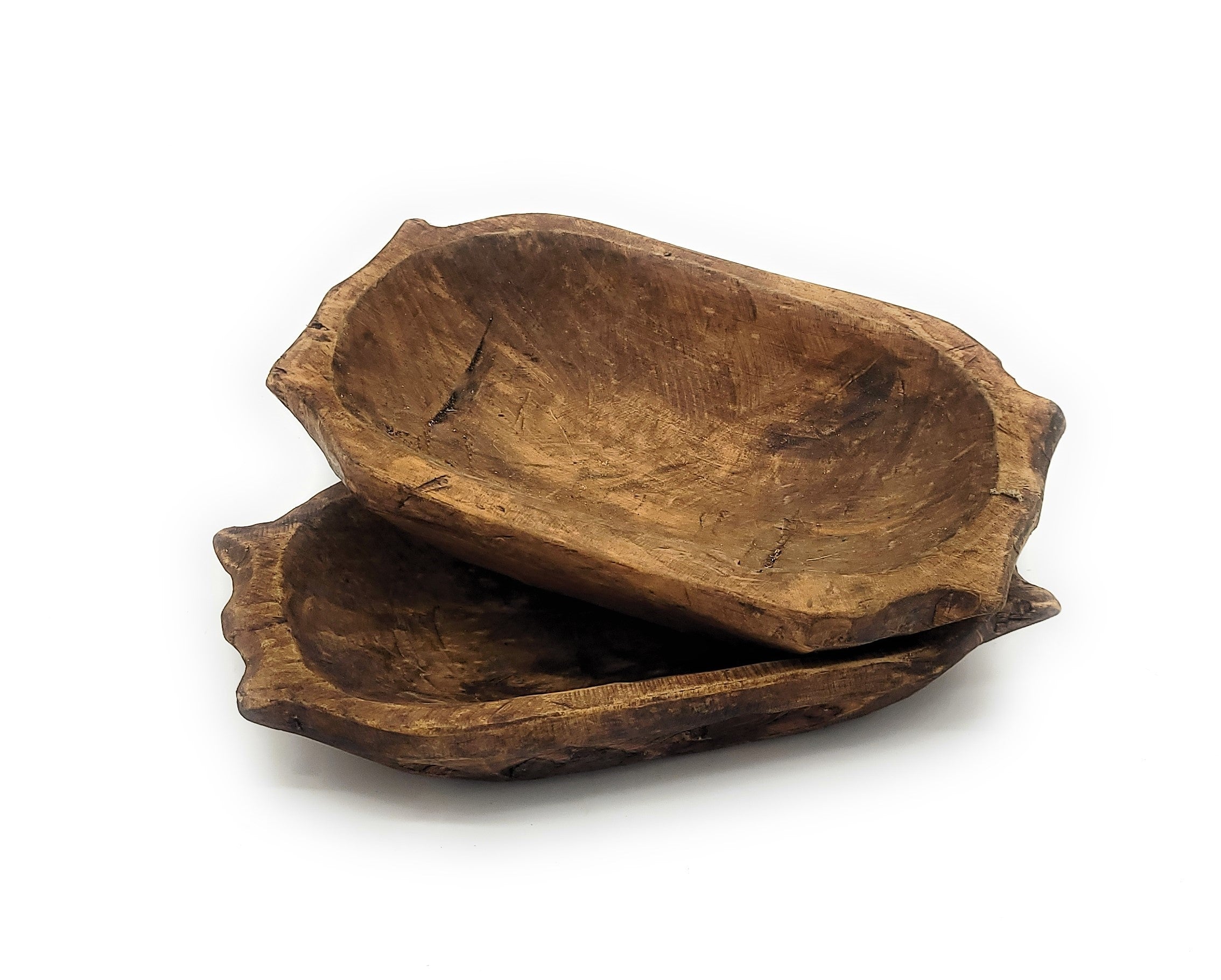 Farmhouse Rustic Dough Bowl With Handles- The Big Horn- Two Sizes - Ranch Junkie Mercantile LLC