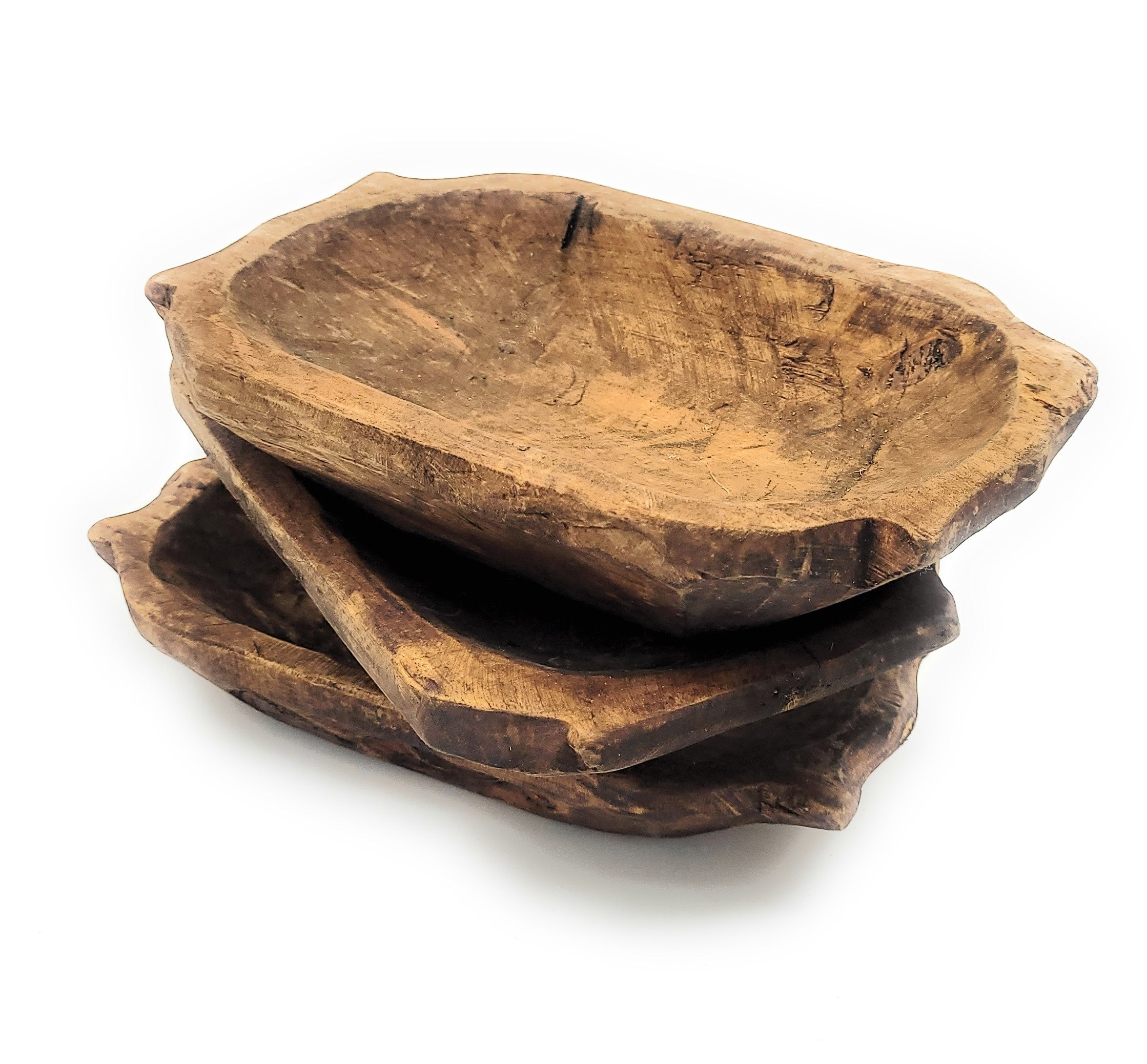 Farmhouse Rustic Dough Bowl With Handles- The Big Horn- Two Sizes - Ranch Junkie Mercantile LLC