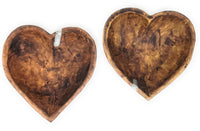 Industrial Wood Heart Bowl- Large Wood Dough Bowl With Moss Balls Or Without - Ranch Junkie Mercantile LLC 