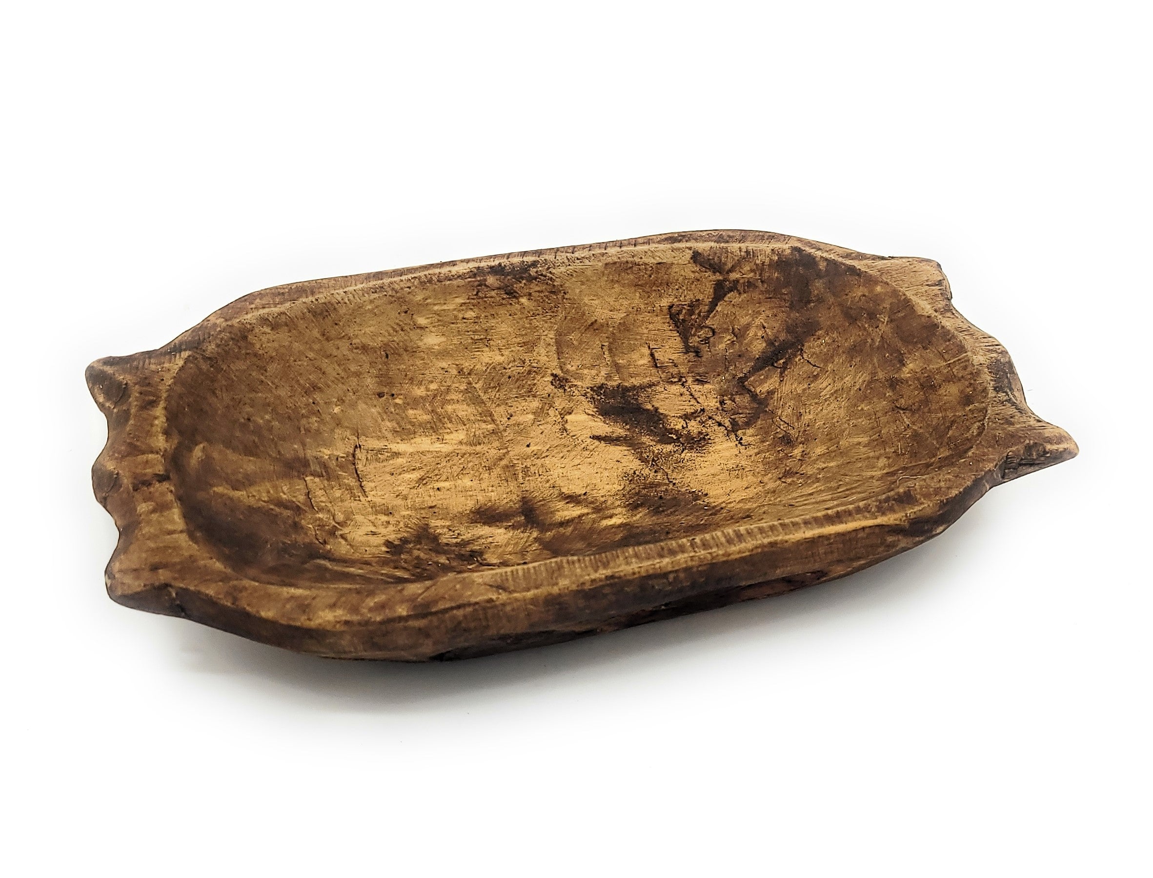 Farmhouse Rustic Dough Bowl With Handles- The Big Horn- Two Sizes - Ranch Junkie Mercantile LLC