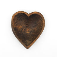 5"- 6" Itty Bitty Wood Heart Bowl Rustic White Farmhouse Brown - Ranch Junkie Mercantile LLC