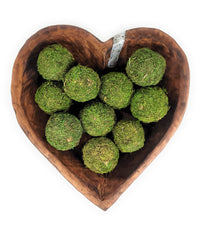 Industrial Wood Heart Bowl- Large Wood Dough Bowl With Moss Balls Or Without - Ranch Junkie Mercantile LLC 