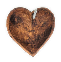Industrial Wood Heart Bowl- Large Wood Dough Bowl With Moss Balls Or Without - Ranch Junkie Mercantile LLC 