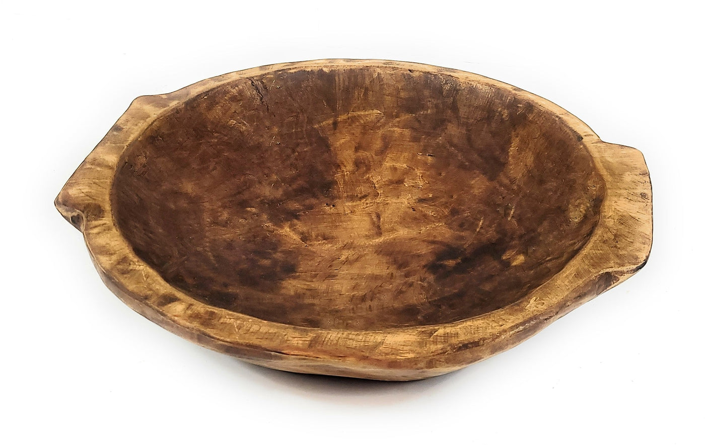 Wooden Dough Bowl Waxed Candle Boat 10 inches