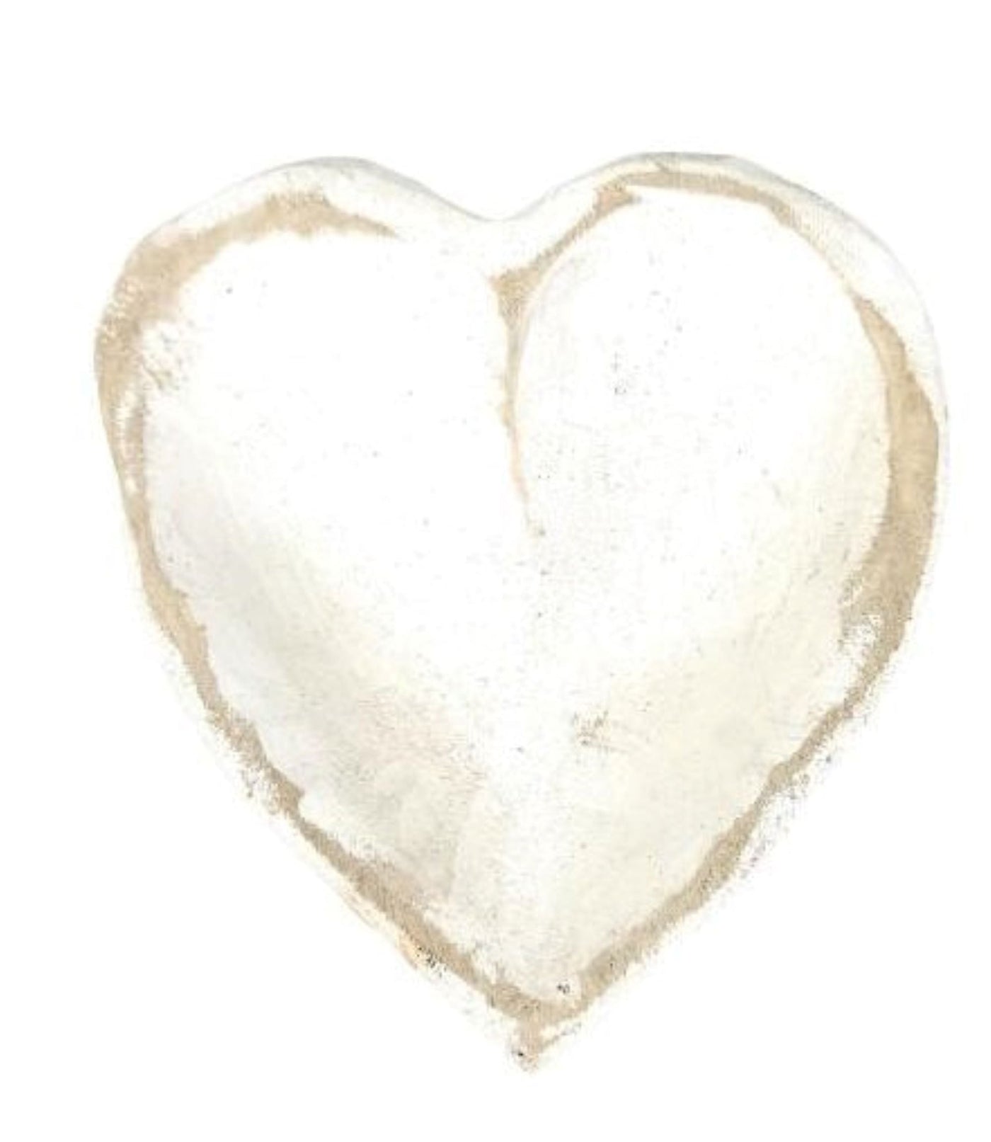 5"- 6" Itty Bitty Wood Heart Bowl Rustic White Farmhouse Brown - Ranch Junkie Mercantile LLC 
