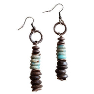 Aqua Terra and Wood Earrings - Ranch Junkie Mercantile LLC