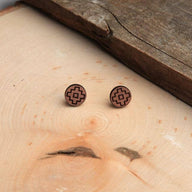 Aztec Southwestern Wood Stud Earrings | Walnut - Ranch Junkie Mercantile LLC