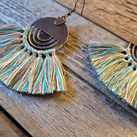 Blue Fan Tassel Earrings - Ranch Junkie Mercantile LLC 