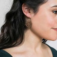Earrings - Flower Walnut - Ranch Junkie Mercantile LLC