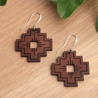 Handcrafted 100% Wood Earrings Aztec Compass - Ranch Junkie Mercantile LLC
