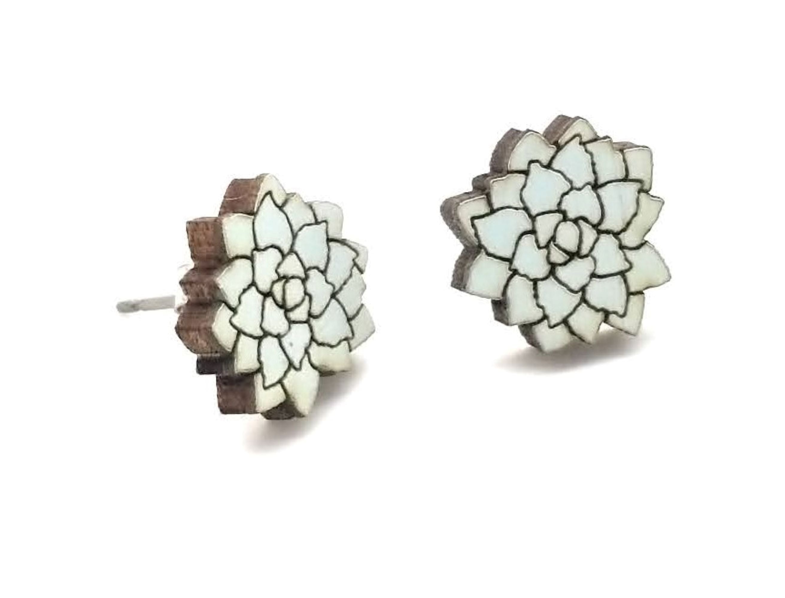 Wood Flowers Stud Earrings - Five Colors To Choose From - Ranch Junkie Mercantile LLC 
