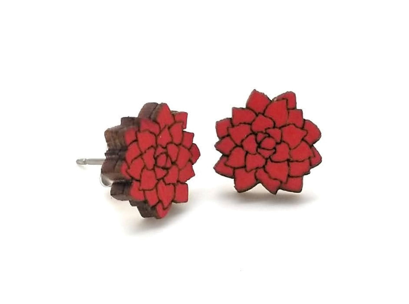 Wood Flowers Stud Earrings - Five Colors To Choose From - Ranch Junkie Mercantile LLC