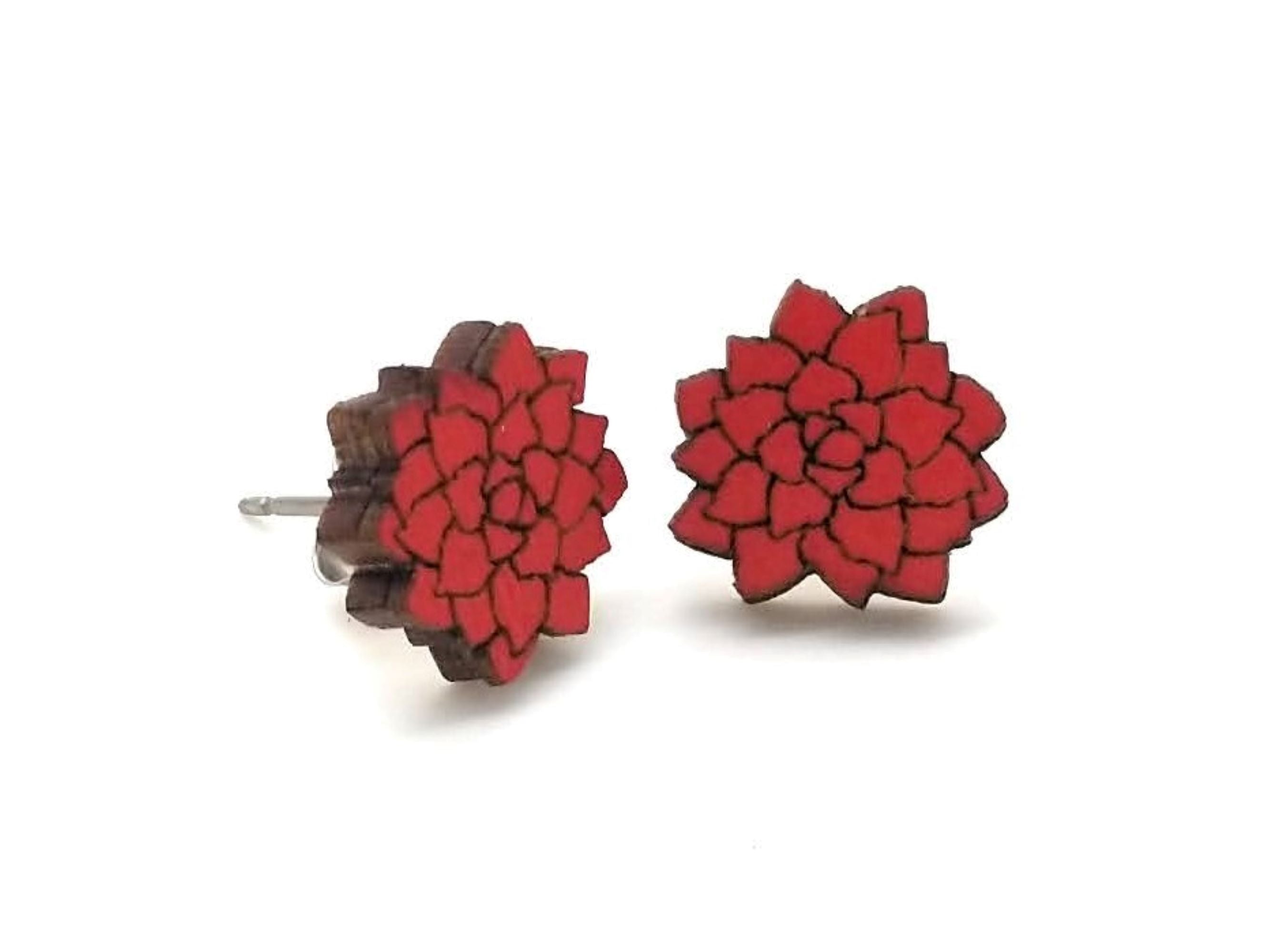 Wood Flowers Stud Earrings - Five Colors To Choose From - Ranch Junkie Mercantile LLC 