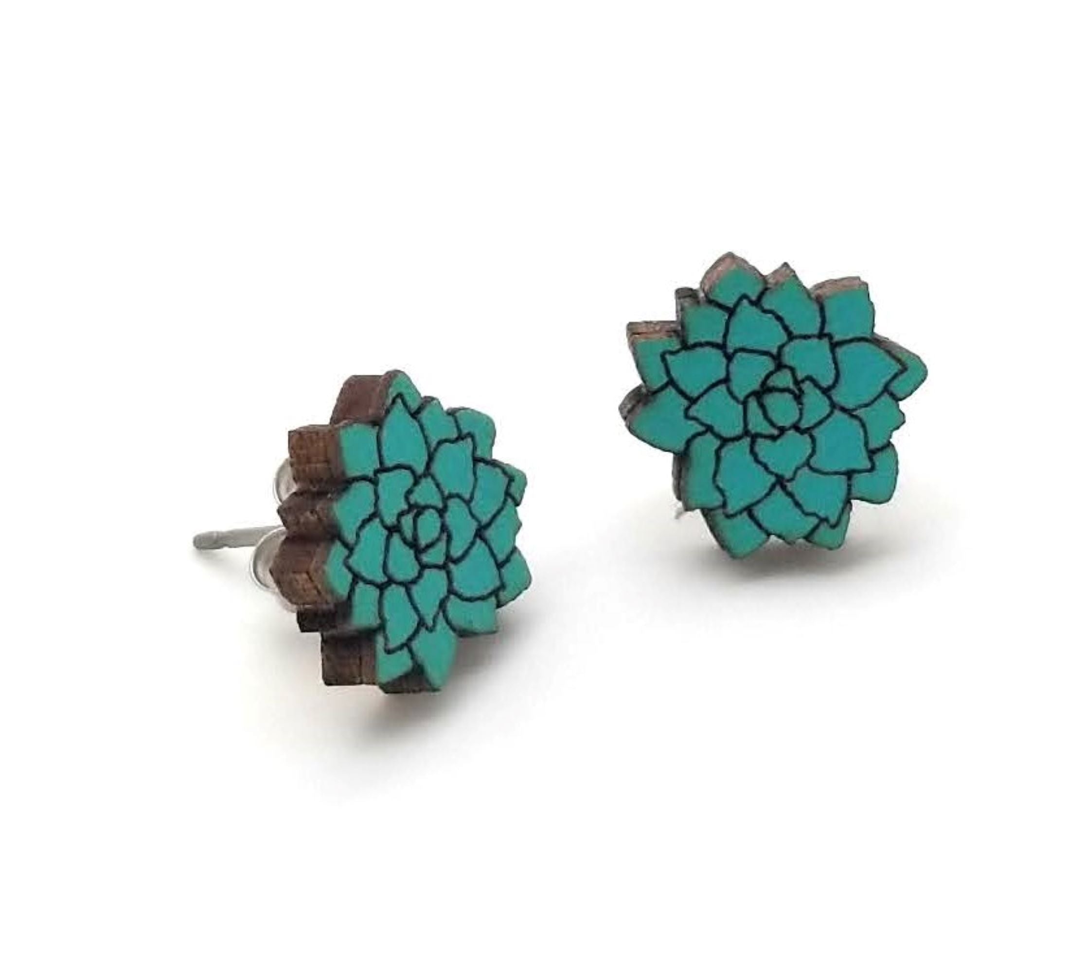 Wood Flowers Stud Earrings - Five Colors To Choose From - Ranch Junkie Mercantile LLC 
