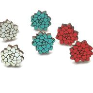 Wood Flowers Stud Earrings - Five Colors To Choose From - Ranch Junkie Mercantile LLC