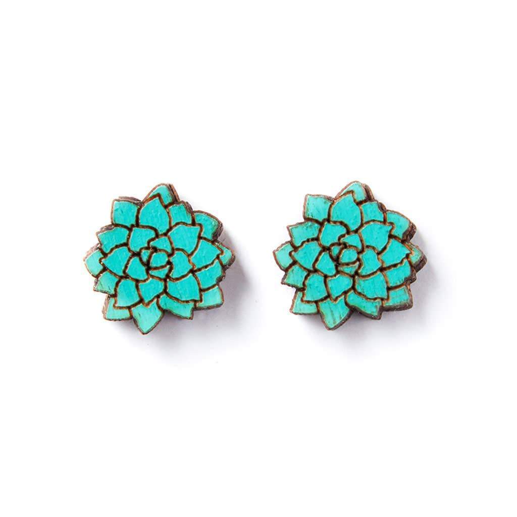 Wood Flowers Stud Earrings - Five Colors To Choose From - Ranch Junkie Mercantile LLC 