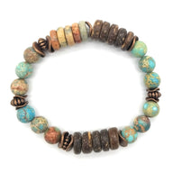 Aqua Terra and Wood Bracelet - Ranch Junkie Mercantile LLC