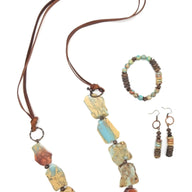 Aqua Terra and Wood Bracelet - Ranch Junkie Mercantile LLC