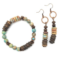 Aqua Terra and Wood Bracelet - Ranch Junkie Mercantile LLC