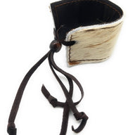 Leather Cuff with Tie-Spotted Hair-on-Hide with Turquoise - Ranch Junkie Mercantile LLC