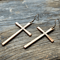 Bundle Deal Copper Cross Earrings + Handcrafted Cross Wood Bowl - Ranch Junkie Mercantile LLC 