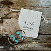 Copper Hoop Earrings with Blue Turquoise and Copper - Ranch Junkie Mercantile LLC 