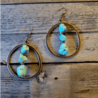Copper Hoop Earrings with Blue Turquoise and Copper - Ranch Junkie Mercantile LLC 