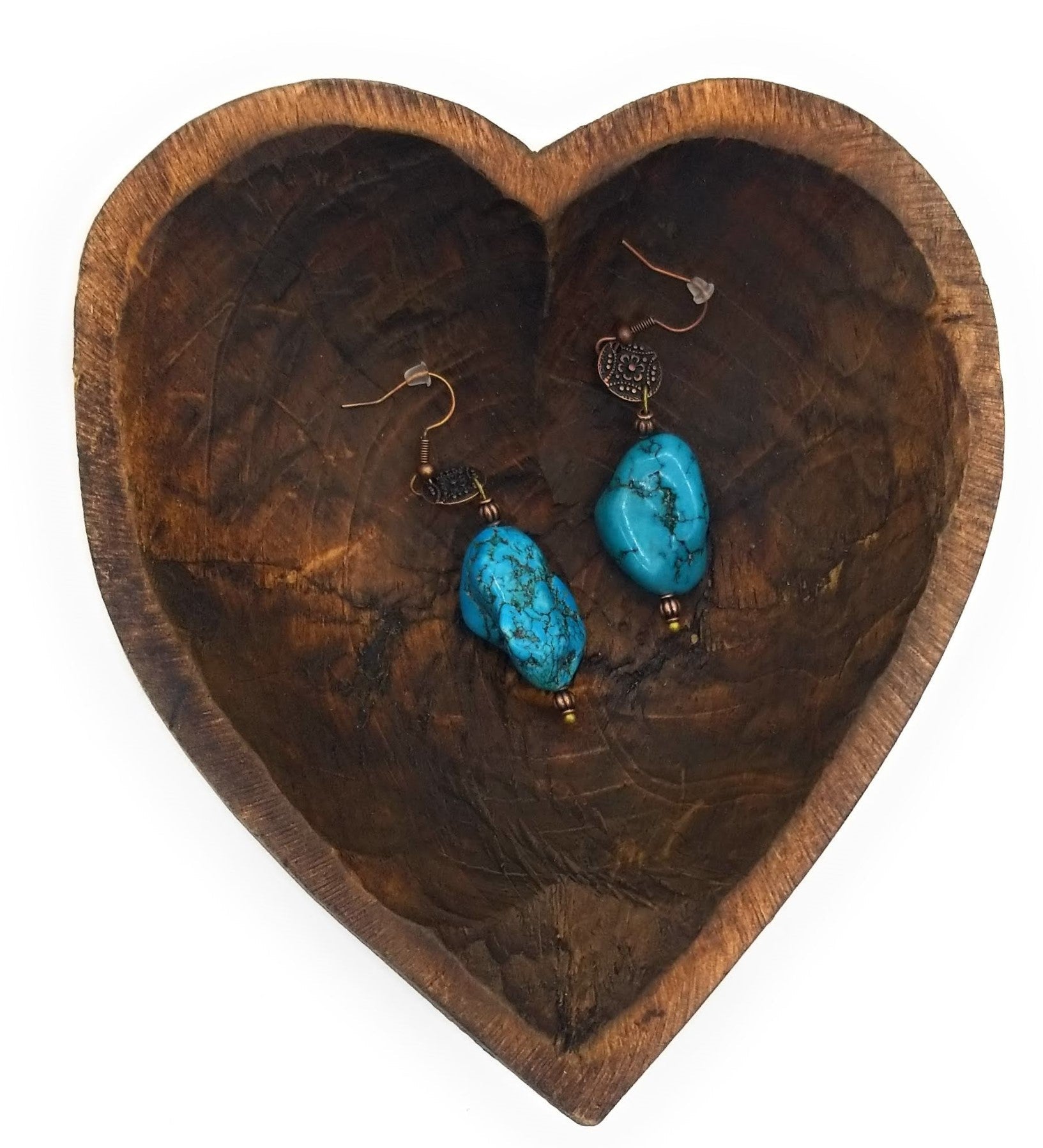 Turquoise Chunk Earring w/ Copper Connector - Ranch Junkie Mercantile LLC