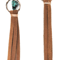 Turquoise Drop Earrings w/ Suede Leather Tassel - Ranch Junkie Mercantile LLC