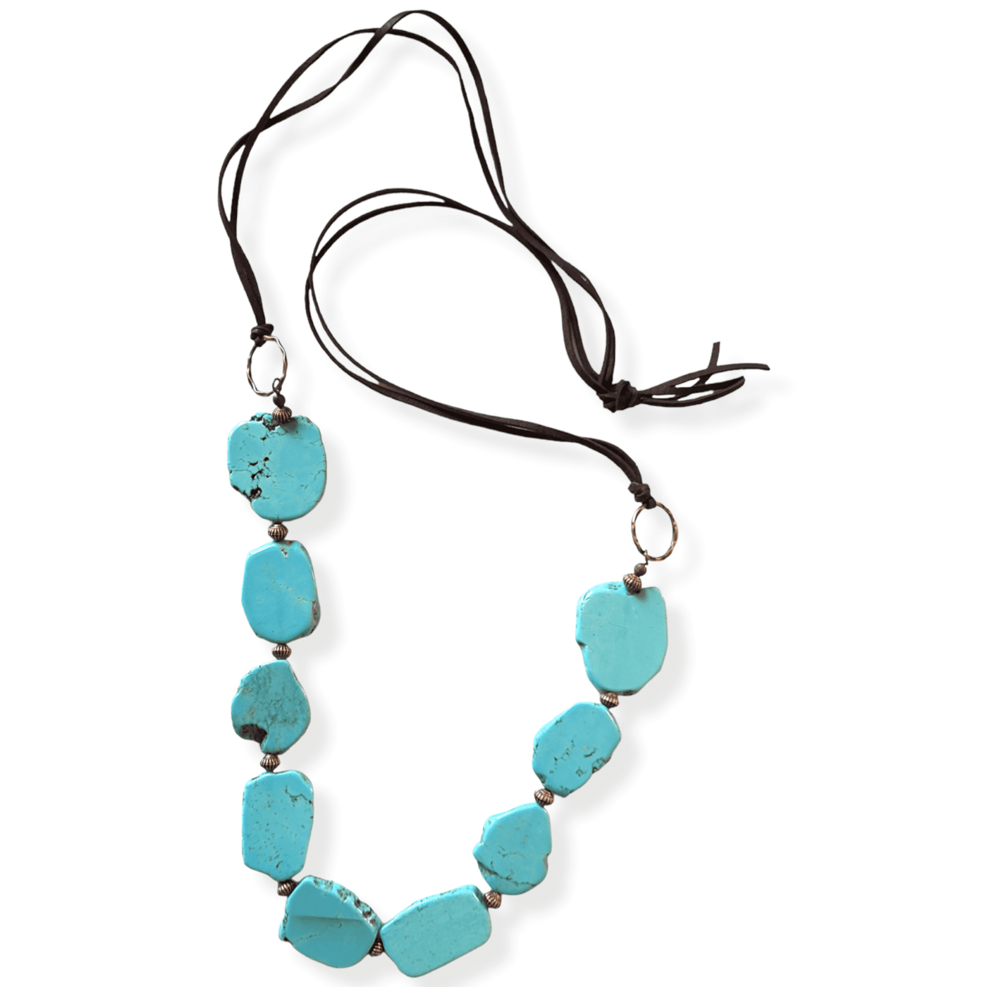 Blue Turquoise Slab Necklace with Leather Ties - Ranch Junkie Mercantile LLC