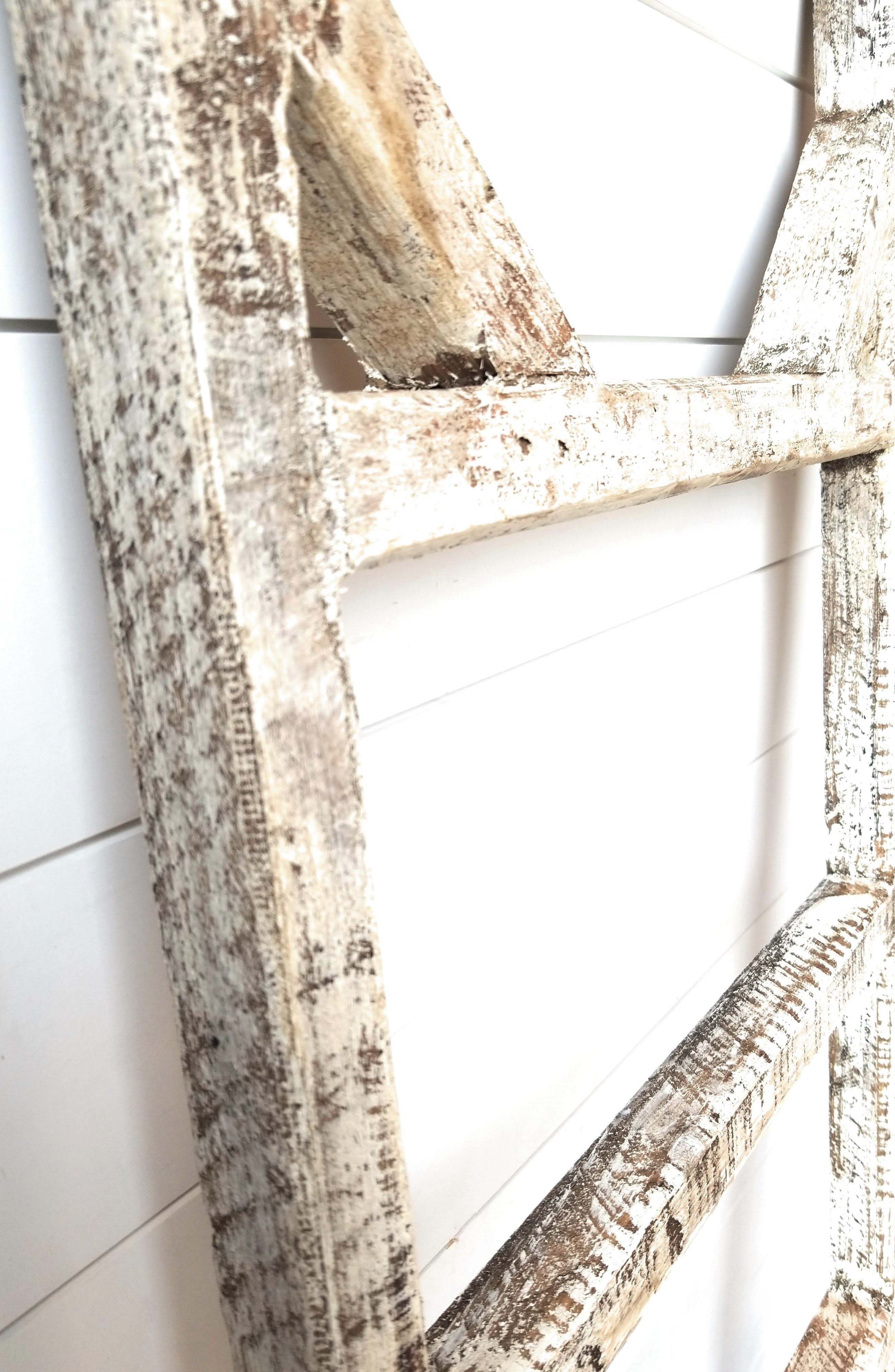 Farmhouse Blanket Ladder 5 Foot Or 6 Foot Blanket Ladder Rustic White - Ranch Junkie Mercantile LLC