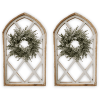 Farmhouse Wooden Wall Window Arch Wood Window - Lattice Gardens Antique White - Ranch Junkie Mercantile LLC