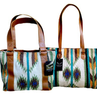 Bundle Deal - Aspen Southwestern Handwoven Wool Leather Western Handbag + Aspen Large Handwoven Wool Boho Tote - Ranch Junkie Mercantile LLC