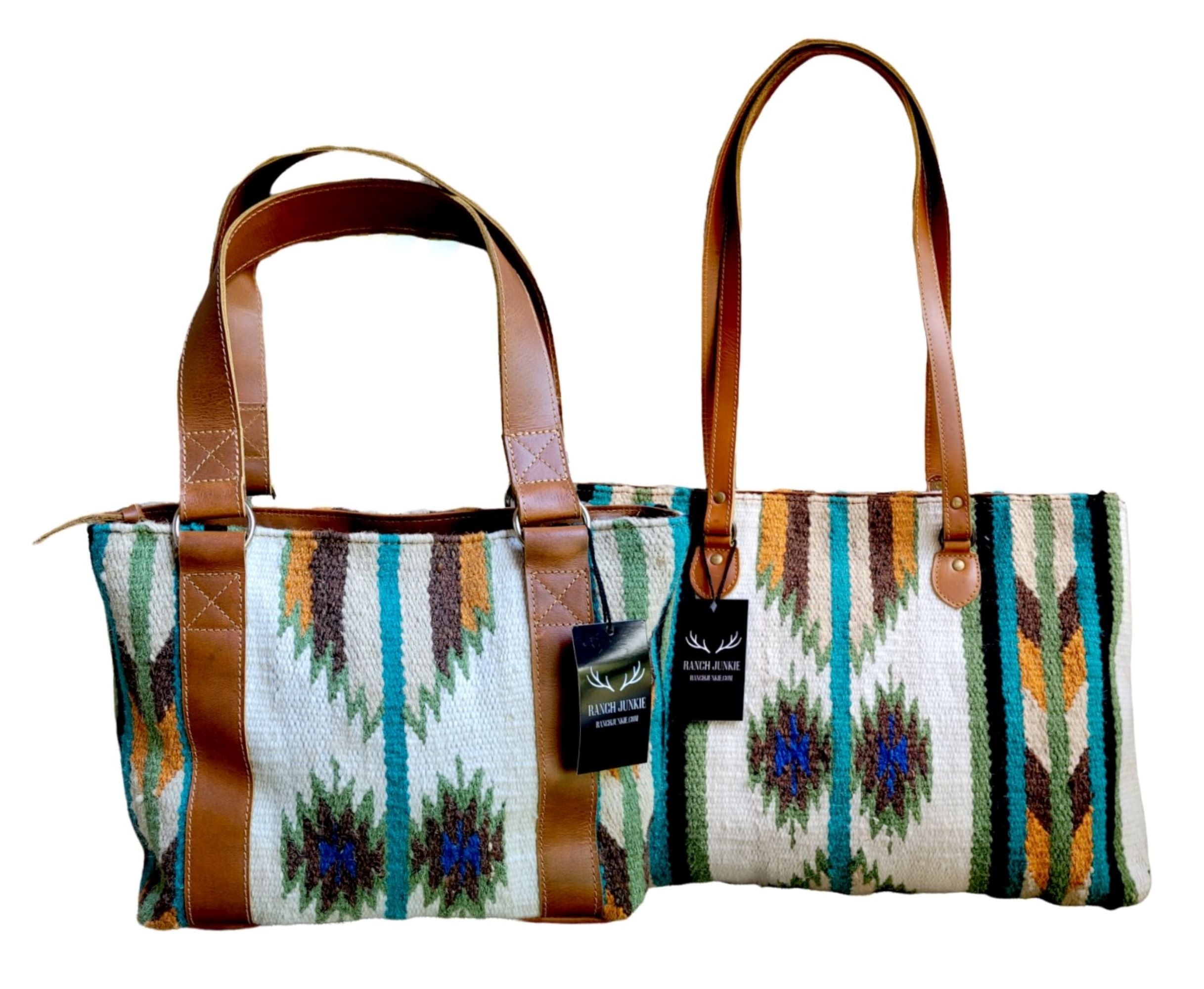 Bundle Deal - Aspen Southwestern Handwoven Wool Leather Western Handbag + Aspen Large Handwoven Wool Boho Tote - Ranch Junkie Mercantile LLC