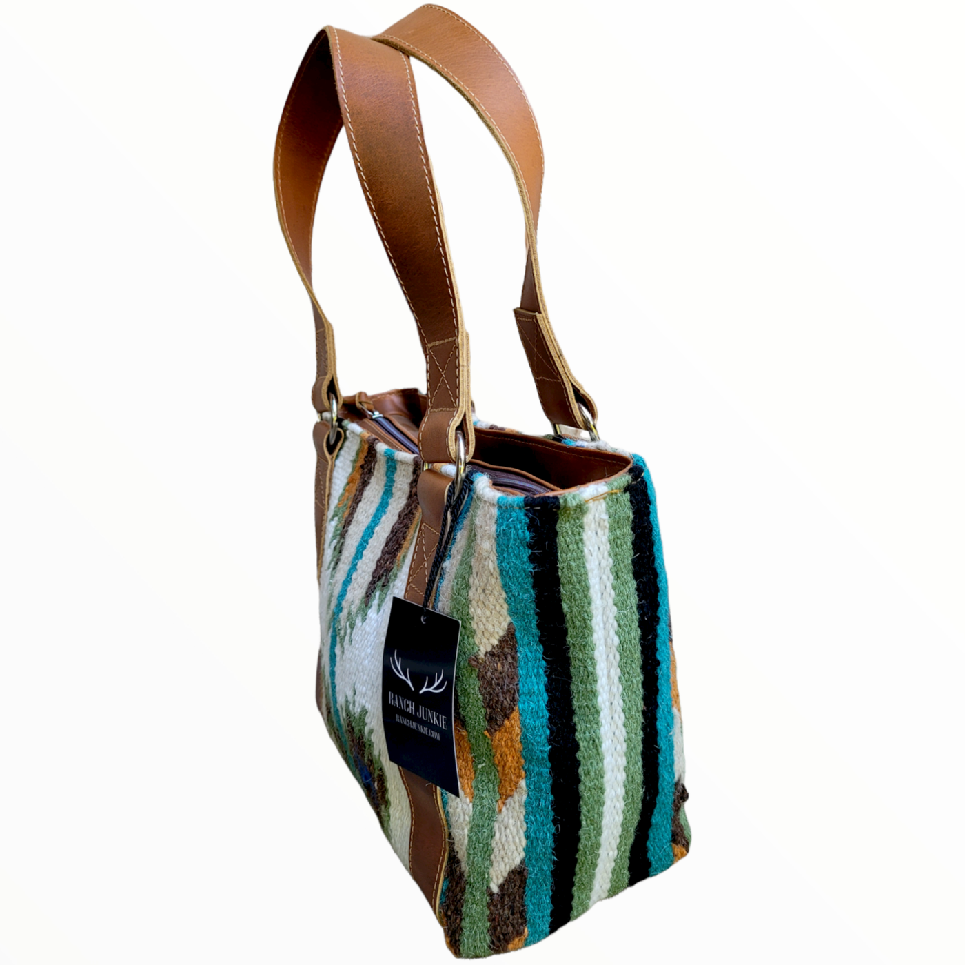 Bundle Deal - Aspen Southwestern Handwoven Wool Leather Western Handbag + Aspen Large Handwoven Wool Boho Tote - Ranch Junkie Mercantile LLC