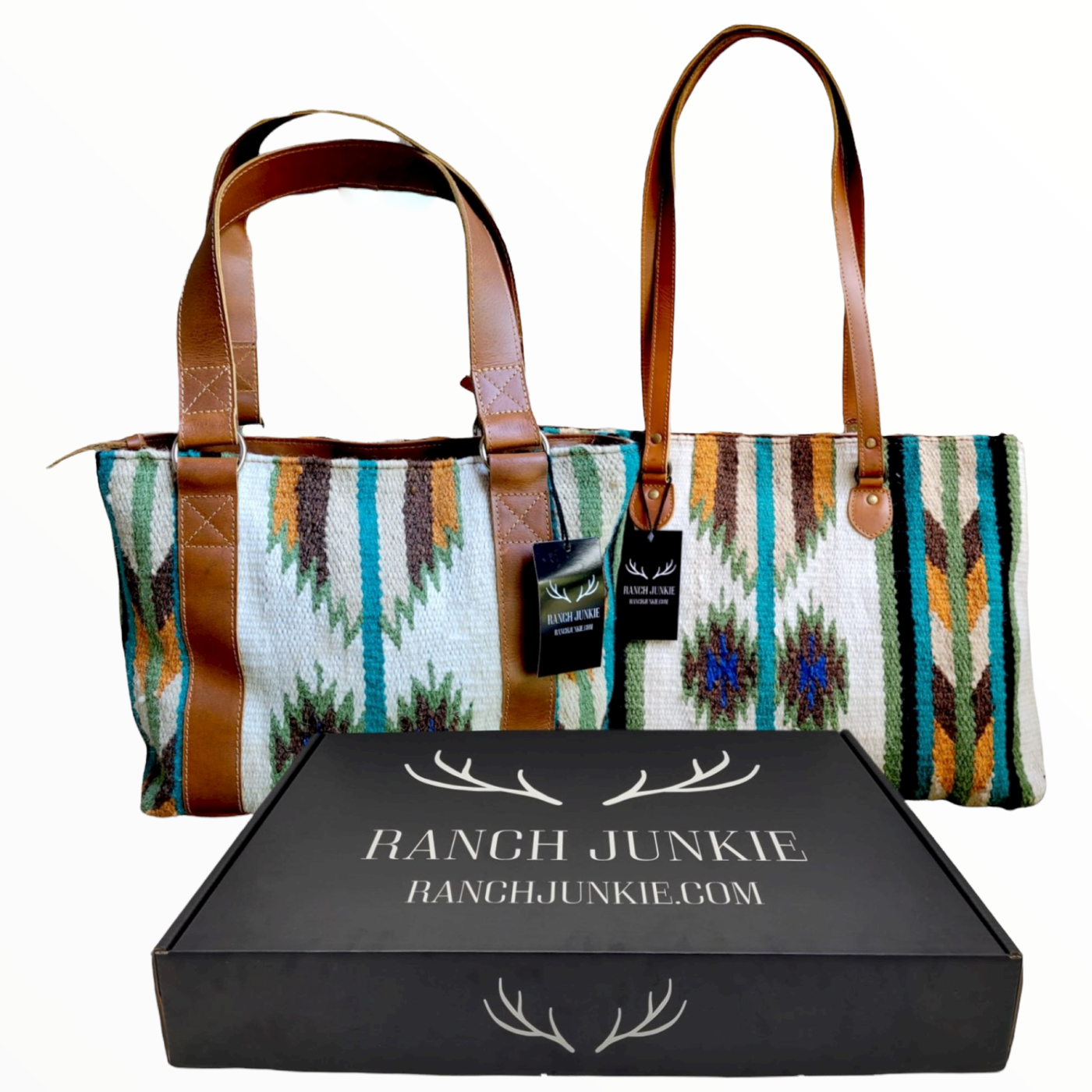 Bundle Deal - Aspen Southwestern Handwoven Wool Leather Western Handbag + Aspen Large Handwoven Wool Boho Tote - Ranch Junkie Mercantile LLC