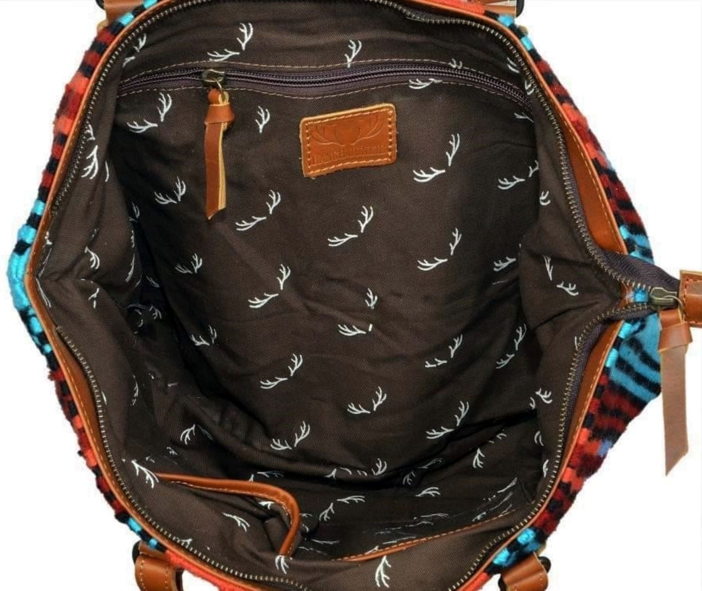 Bundle Deal - The Sedona Southwestern Leather Aztec Weekender Duffel Bag+ Large Handwoven Wool Tote - Ranch Junkie Mercantile LLC