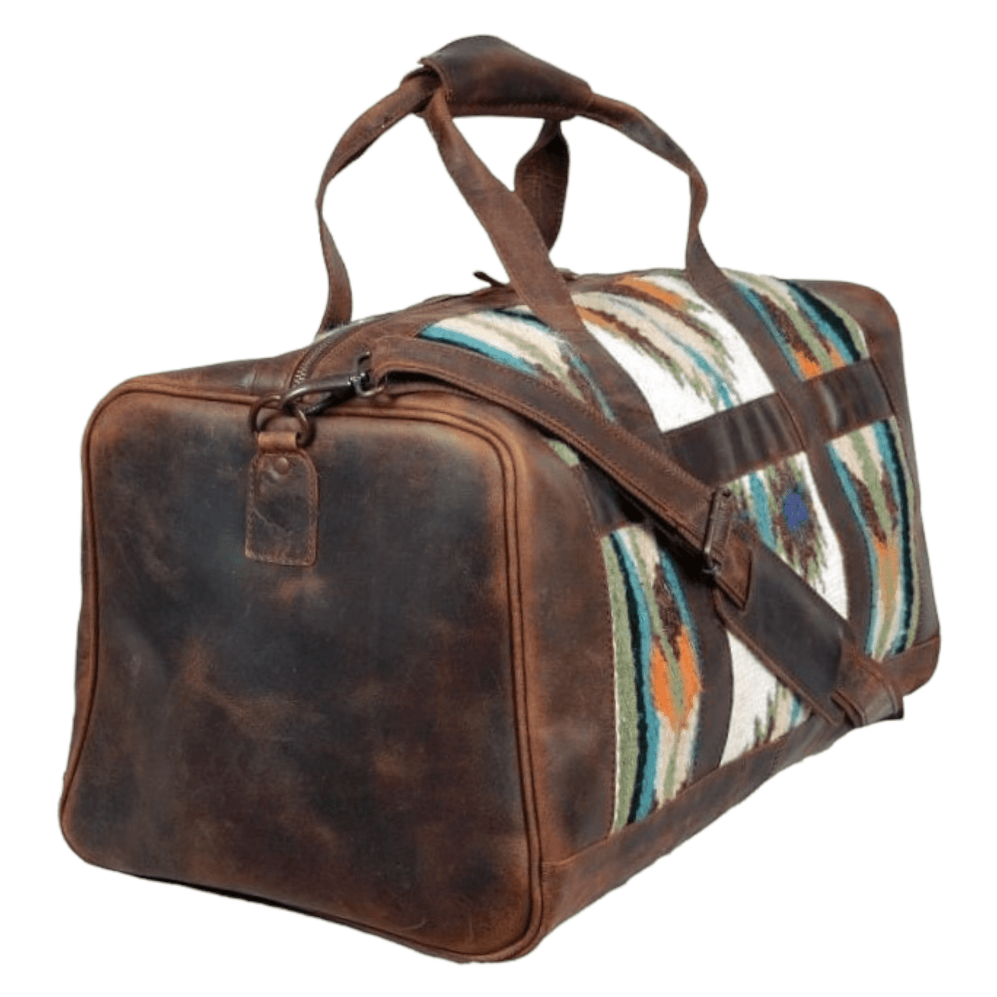 The Aspen Southwestern Leather Aztec Weekender Duffel Bag - 45L - Ranch Junkie Mercantile LLC