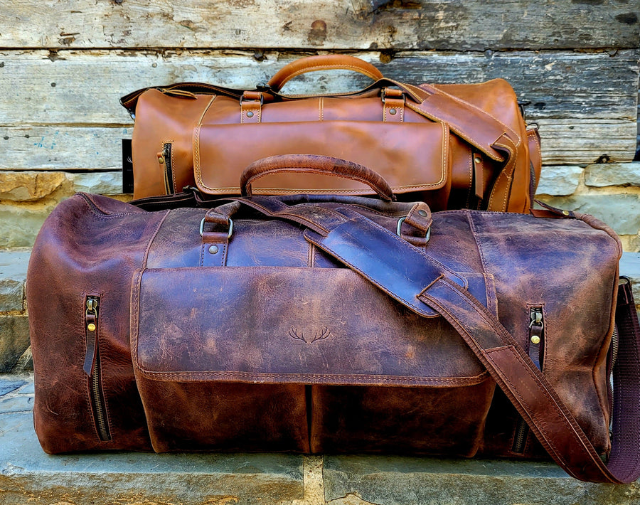 The Denali Vintage Saddle Leather Weekender Duffel Bag - Ranch Junkie Mercantile LLC