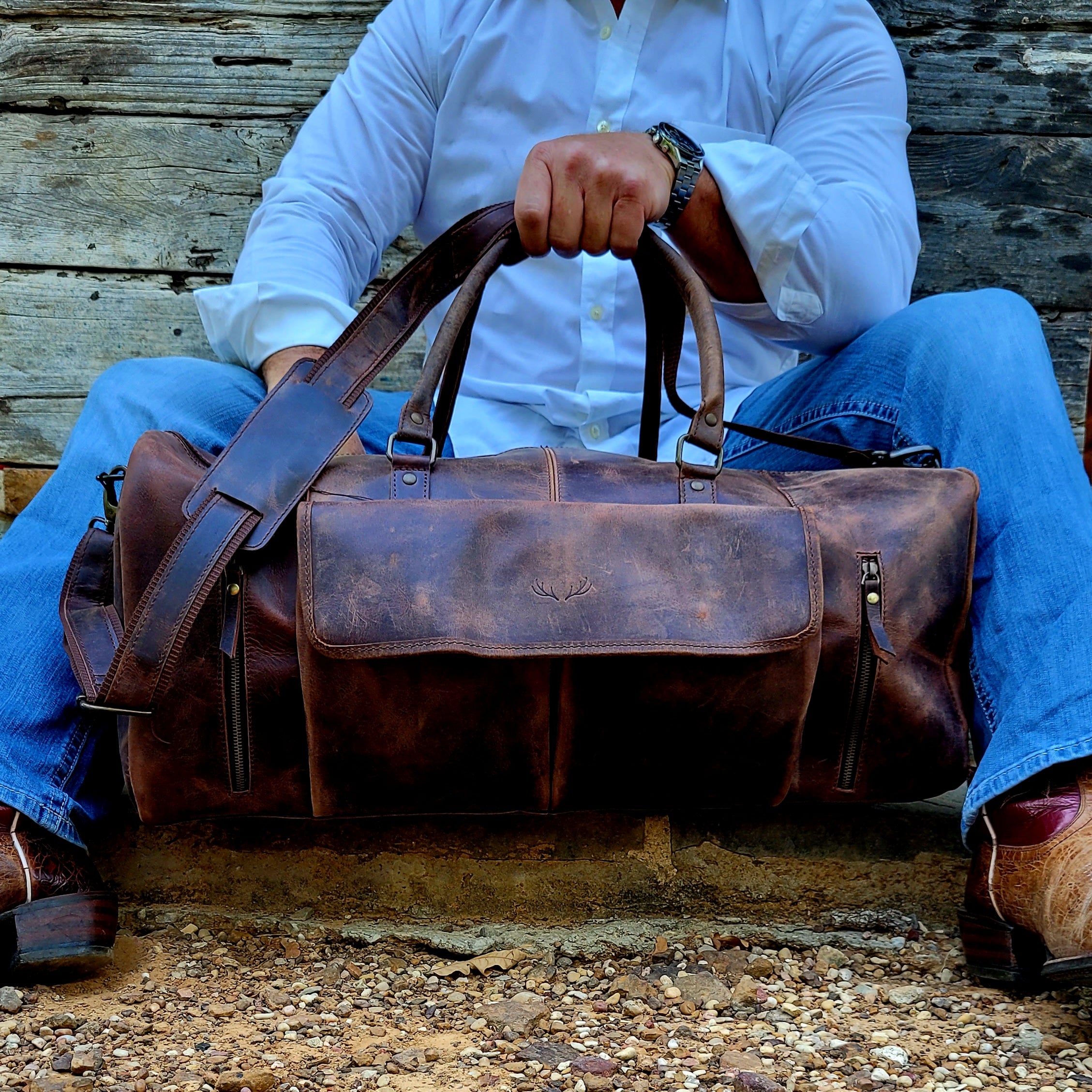 Denali Vintage Saddle Leather Weekender Leather Duffel Bag - Ranch Junkie Mercantile LLC