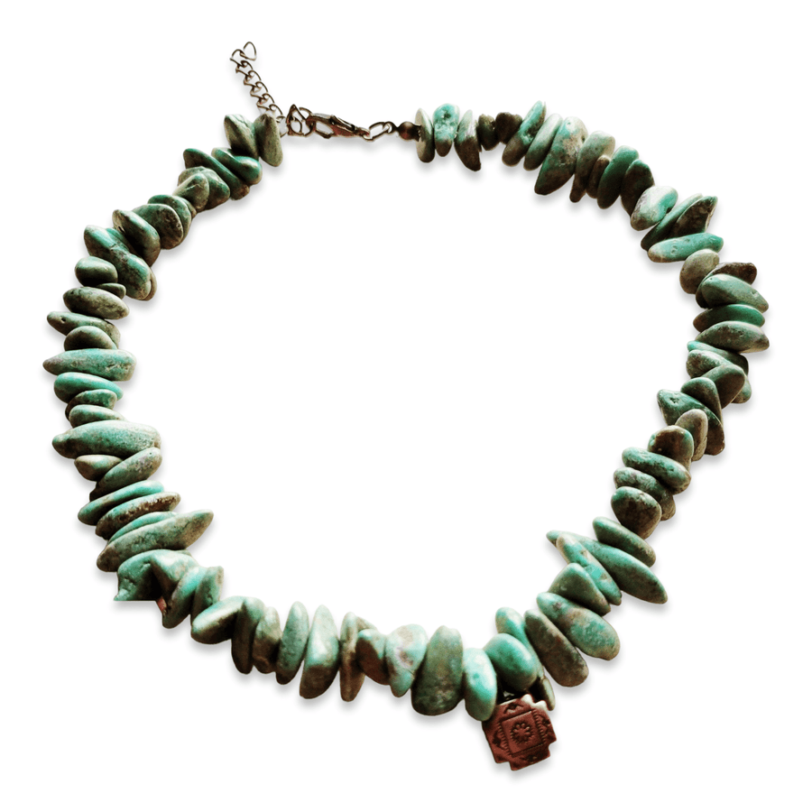 Natural Green Turquoise Necklace w/ Copper Cross Pendant NecklacesRanch Junkie