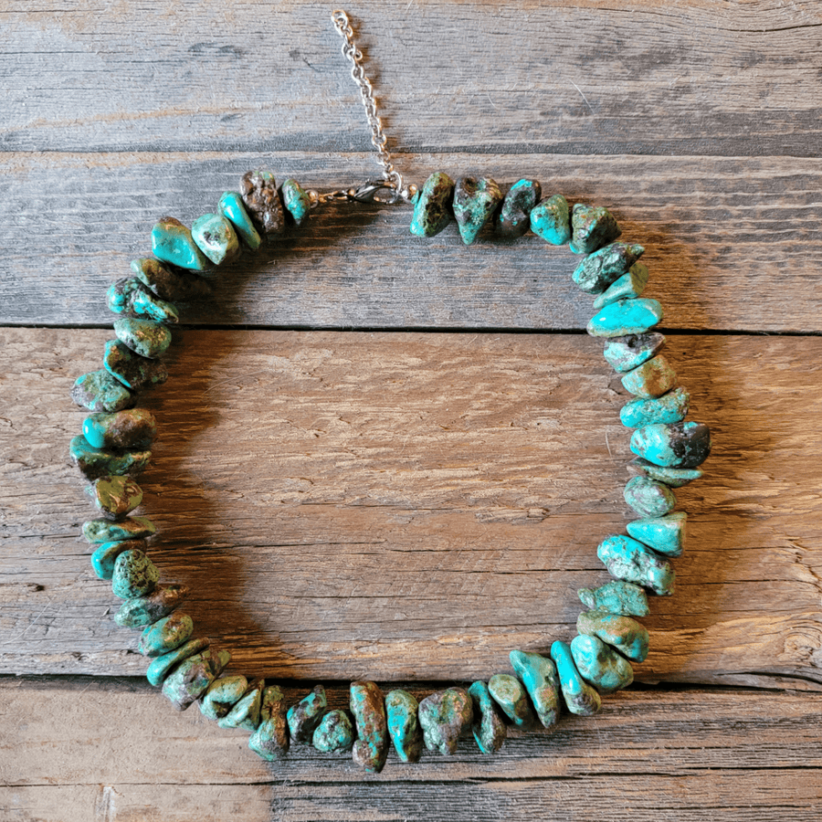 Chunky Genuine Natural Turquoise Collar Length Necklace - Ranch Junkie Mercantile LLC