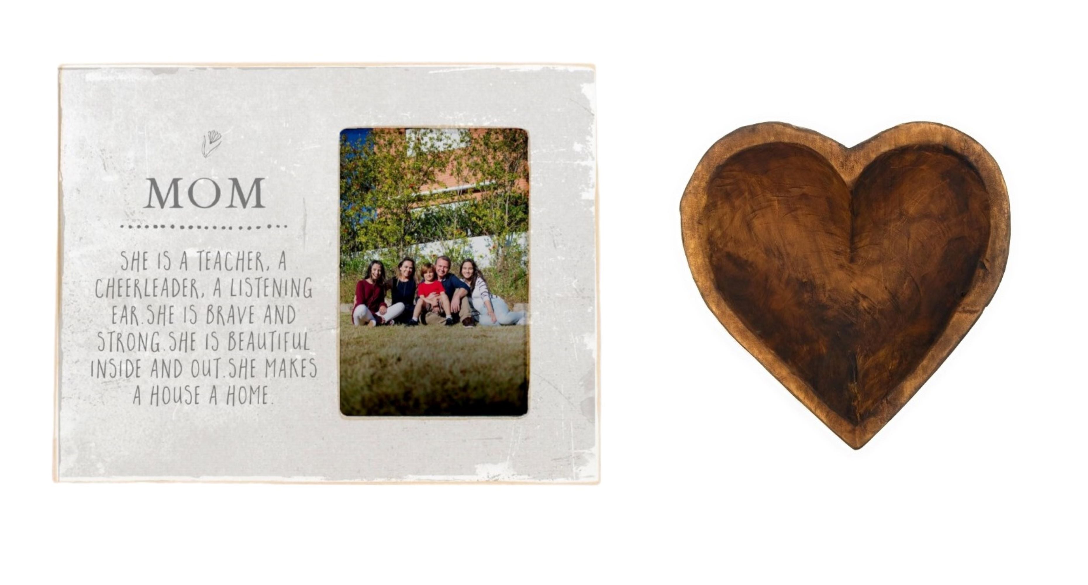 Mother's Day Gift Photo Frame, Mom Gift, Mother Gift, Wooden Frame + Heart Bowl - Ranch Junkie Mercantile LLC 