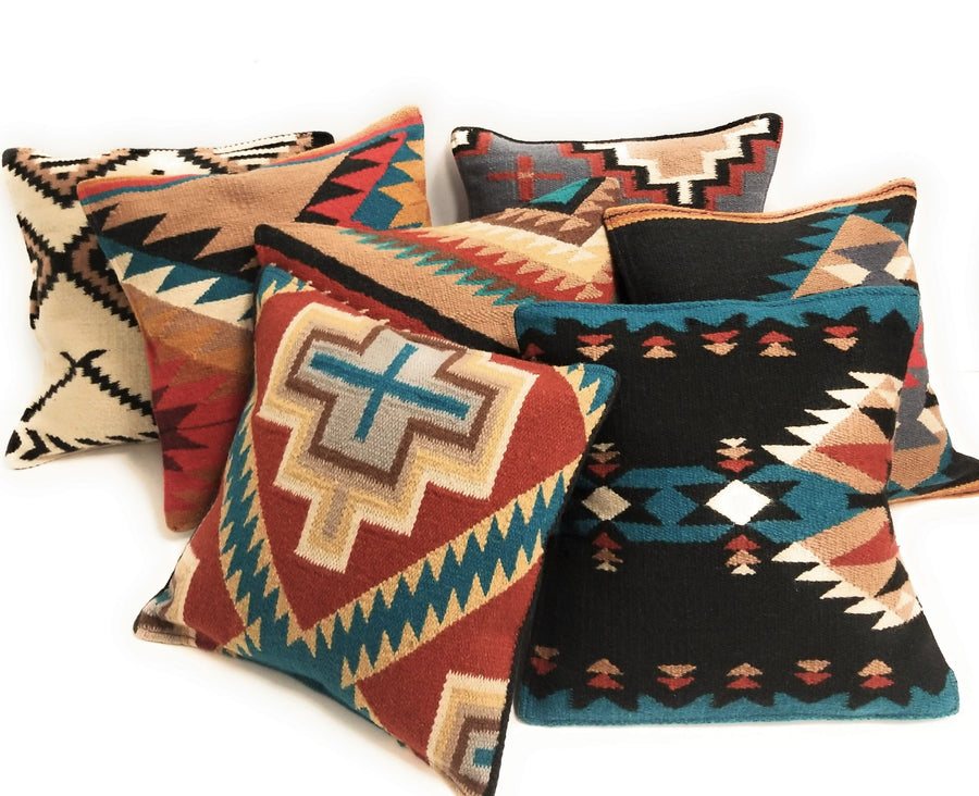 Southwestern Handwoven Wool Pillow Covers- Assorted Colors- 18 X 18 Throw Pillow - Ranch Junkie Mercantile LLC