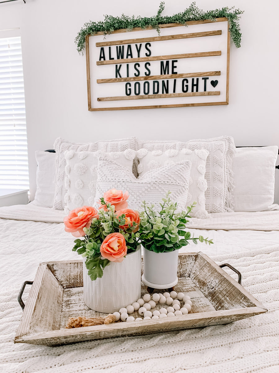 Farmhouse Wood Decorative Serving Tray- The  Willow Brooks Serving Tray- Rustic White Or Rustic Brown - Ranch Junkie Mercantile LLC